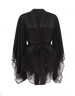 Agent Provocateur Gloria Kimono Women's Robes Black | HSVNZOC-92